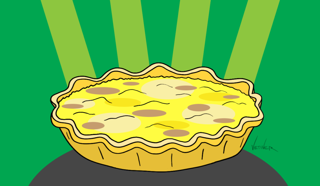 Online Shopping and Comedy Quiche Graphic. Funny Product Reviews and Entertaining Takes on Life. Copyright Lucky Vetiver - on Absurd American